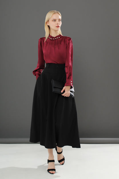 High Waist Tailored Maxi Skirt