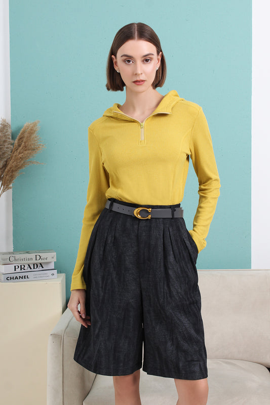 Pleated Knee Length Culotte Pants