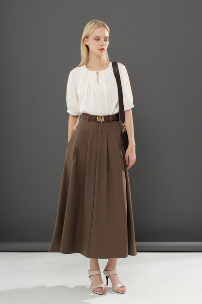 High Waist Tailored Maxi Skirt