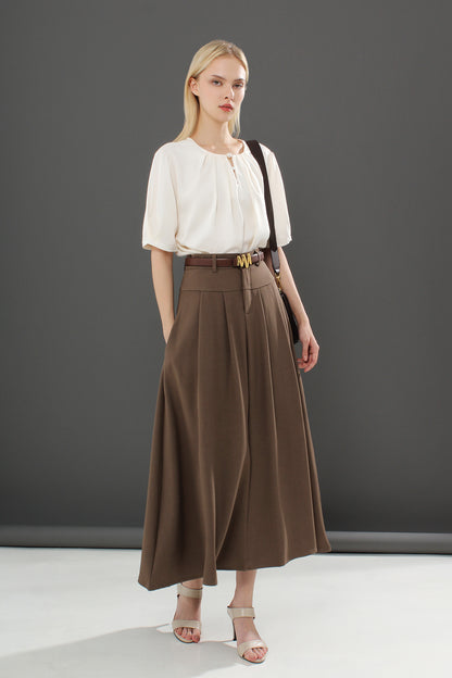 High Waist Tailored Maxi Skirt