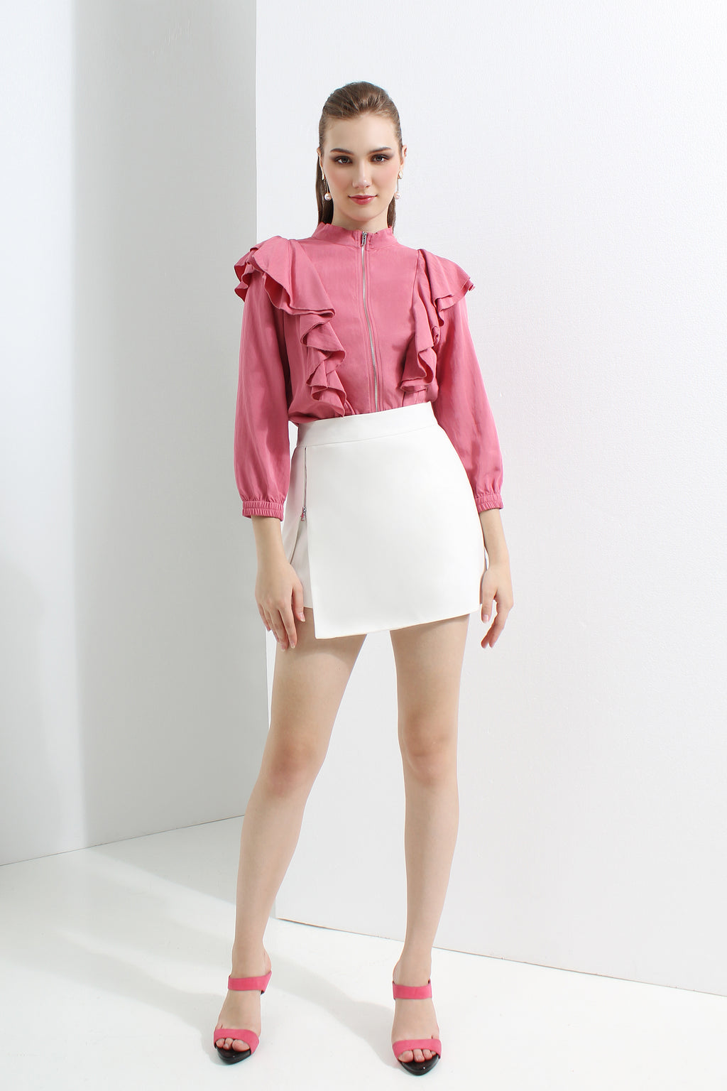 Zipper Slit Mini Skirt