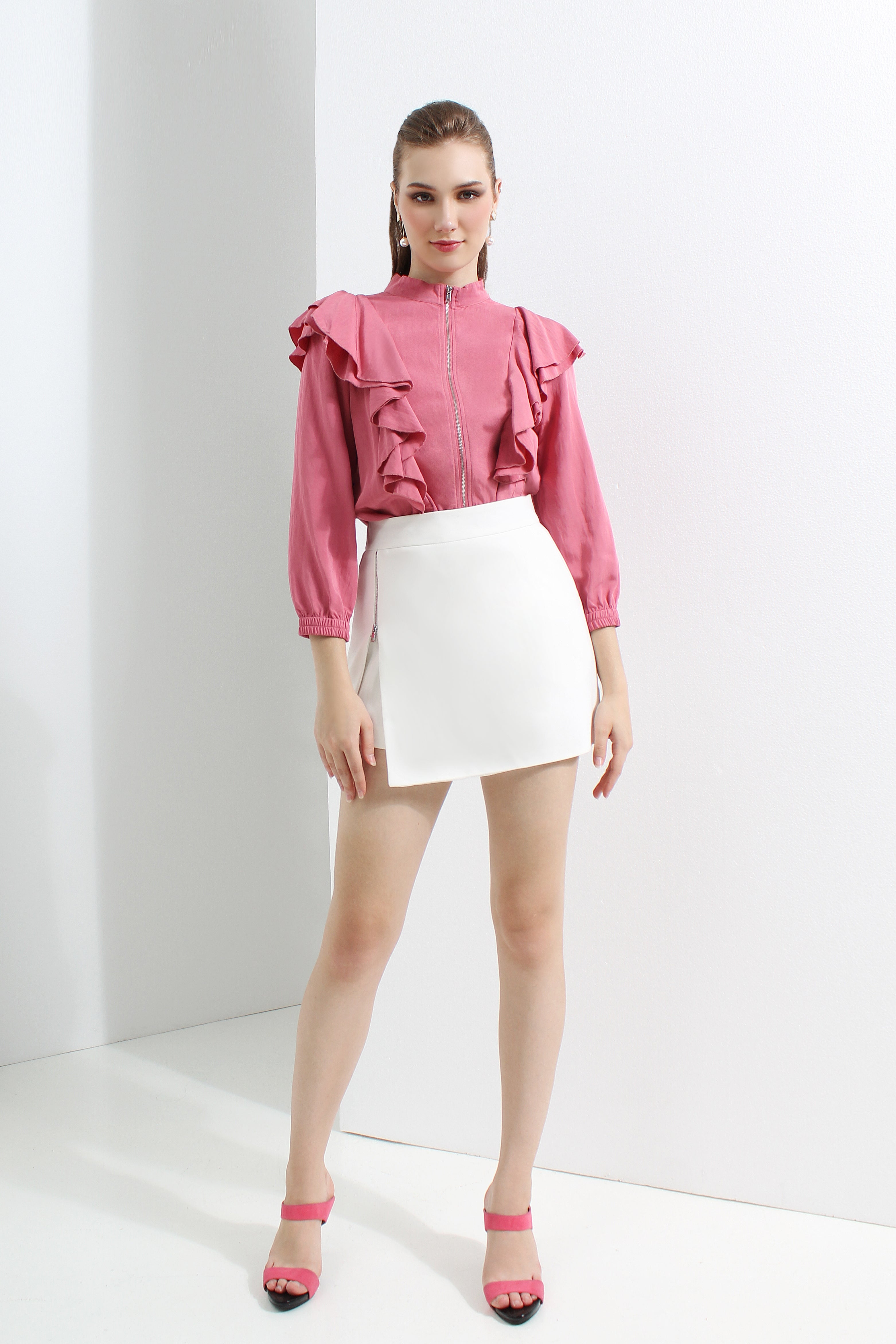Zipper Slit Mini Skirt