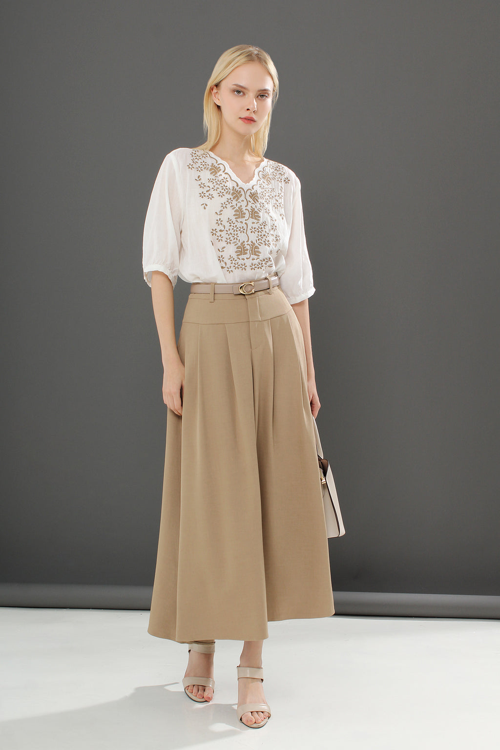 High Waist Tailored Maxi Skirt