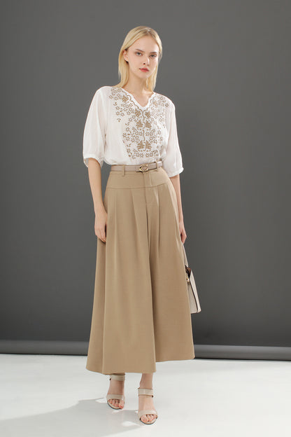 High Waist Tailored Maxi Skirt