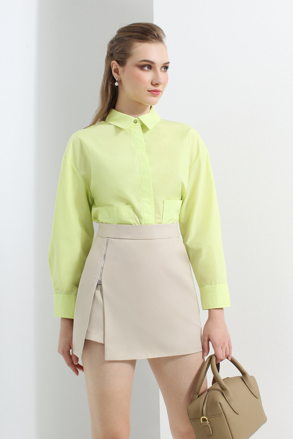 Zipper Slit Mini Skirt