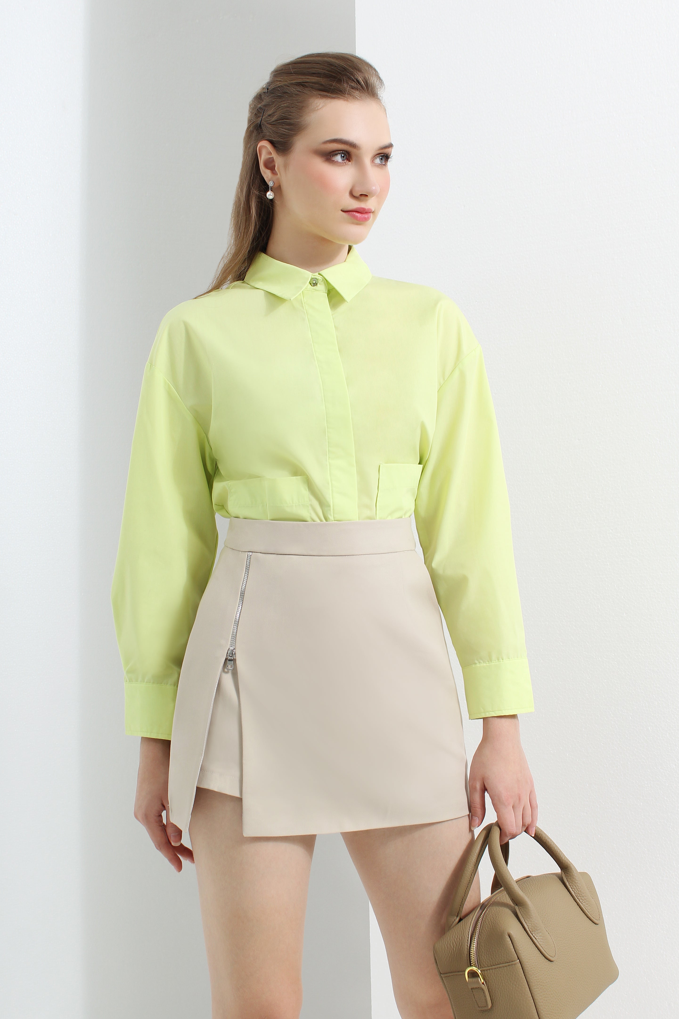 Zipper Slit Mini Skirt