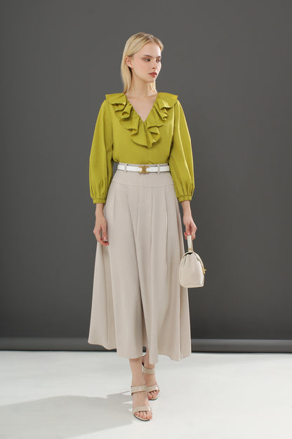 High Waist Tailored Maxi Skirt