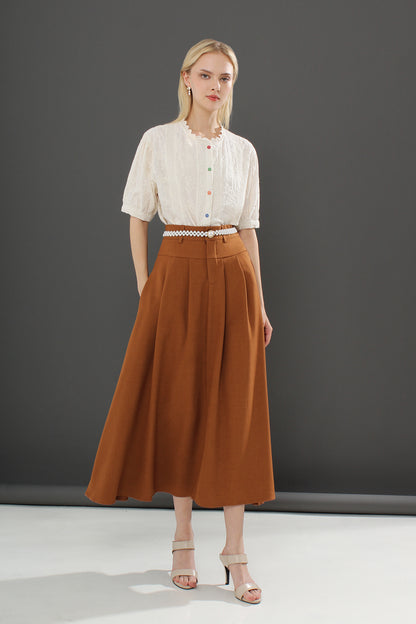 High Waist Tailored Maxi Skirt
