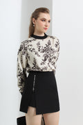 Zipper Slit Mini Skirt