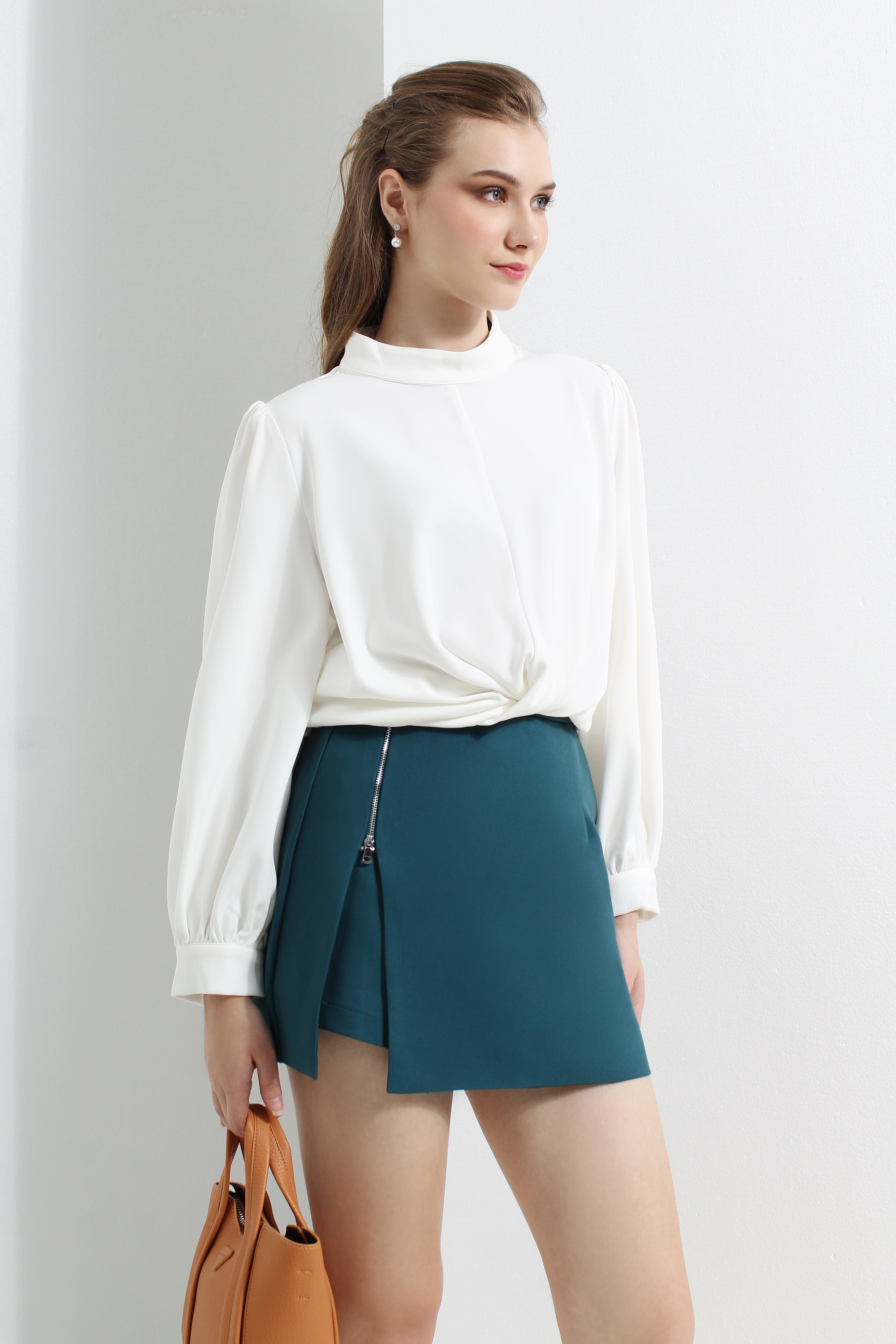 Zipper Slit Mini Skirt
