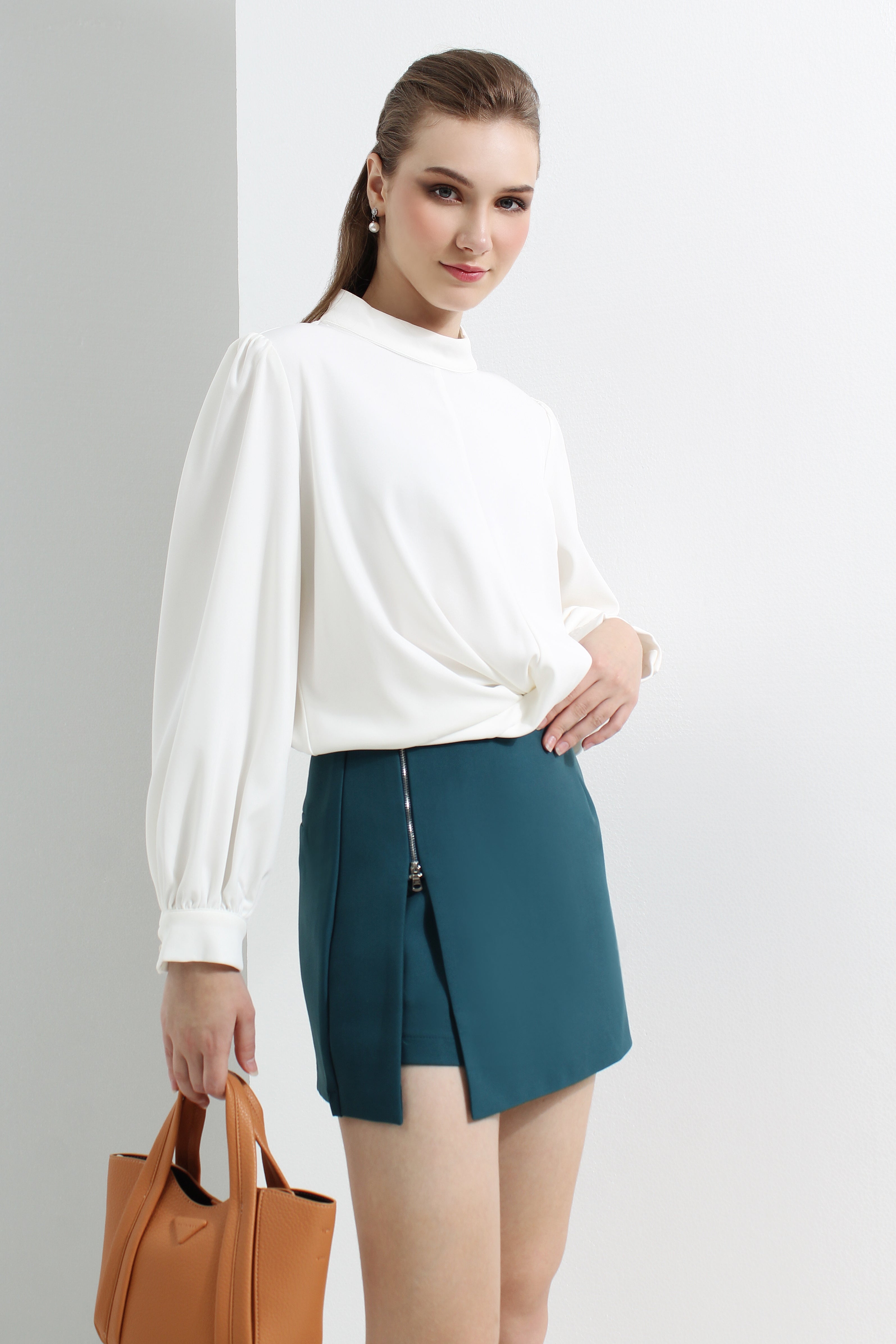 Zipper Slit Mini Skirt