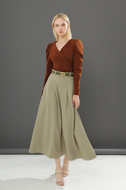 High Waist Tailored Maxi Skirt