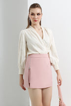 Zipper Slit Mini Skirt