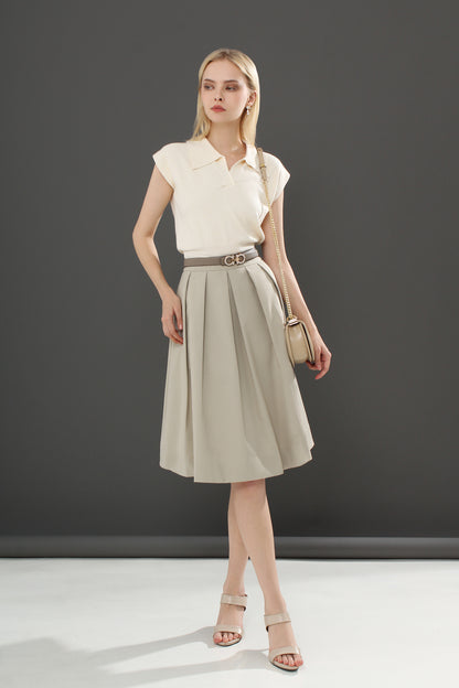 Arietta Casual Plain Pleated Skirts