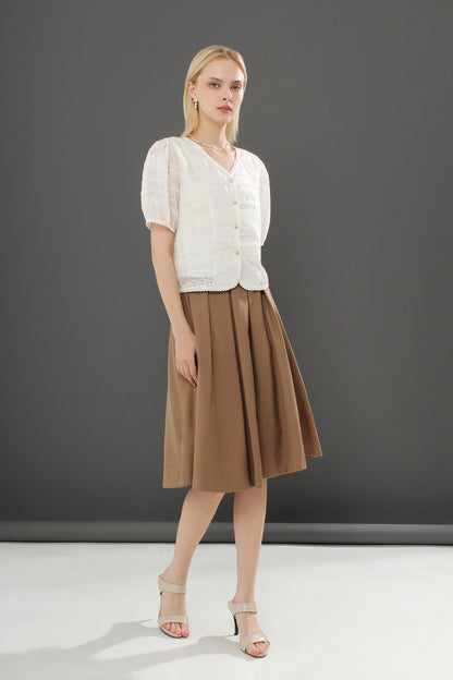 Arietta Casual Plain Pleated Skirts