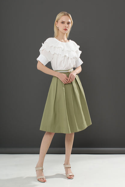 Arietta Casual Plain Pleated Skirts