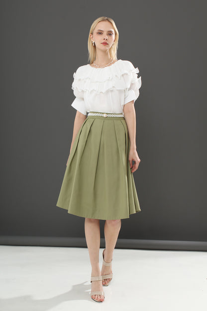 Arietta Casual Plain Pleated Skirts