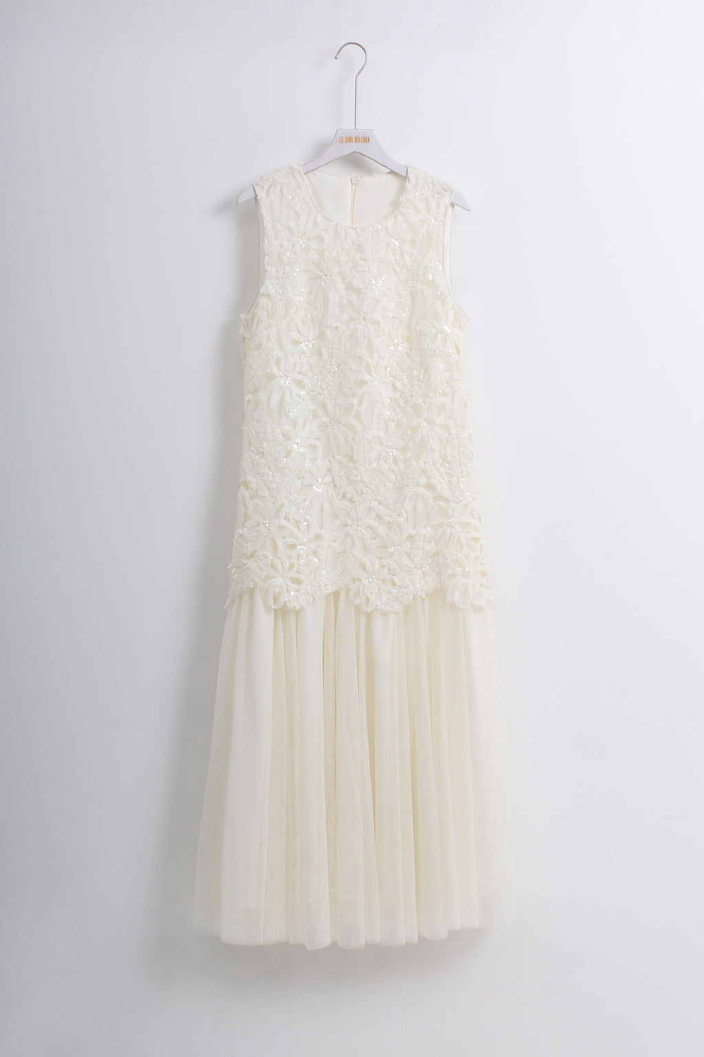 Lace Tulle Dress in White (M & L size)