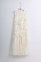 Lace Tulle Dress in White (M & L size)