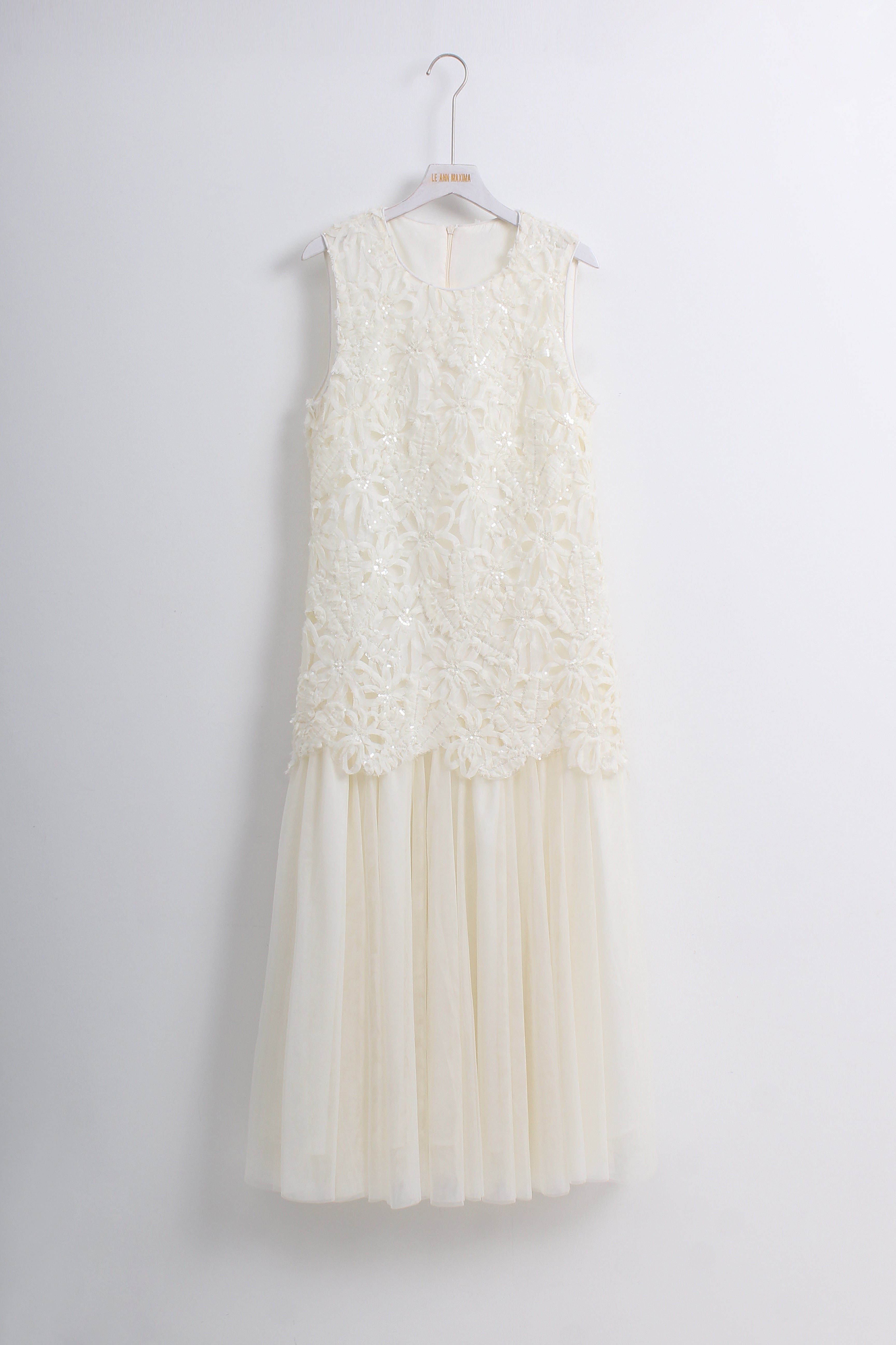Lace Tulle Dress in White (M & L size)