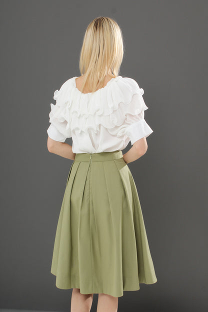 Arietta Casual Plain Pleated Skirts