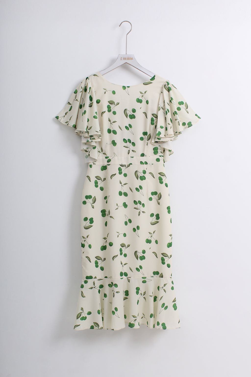 Cherry & Leaf Print Midi Dress
