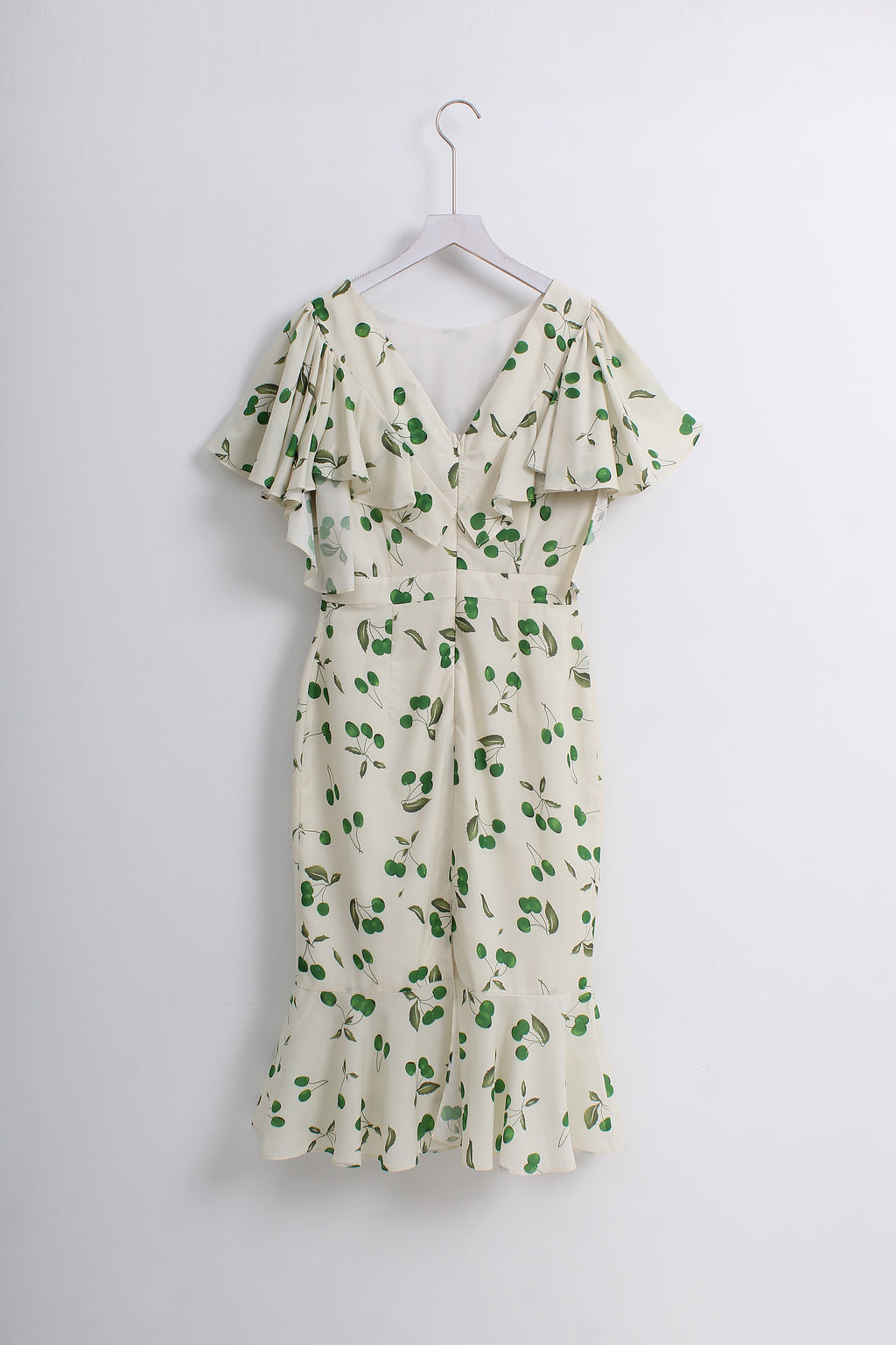 Cherry & Leaf Print Midi Dress