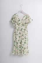 Cherry & Leaf Print Midi Dress