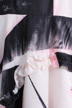 Abstract Black & Pink Midi Dress