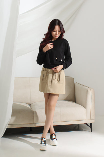 Long-sleeve Top with Pocket Detail