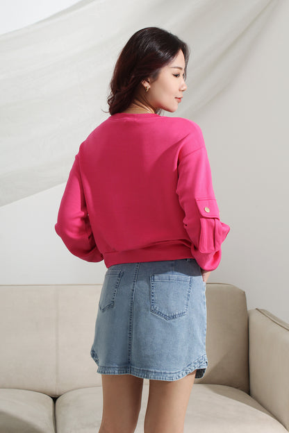 Long-sleeve Top with Pocket Detail