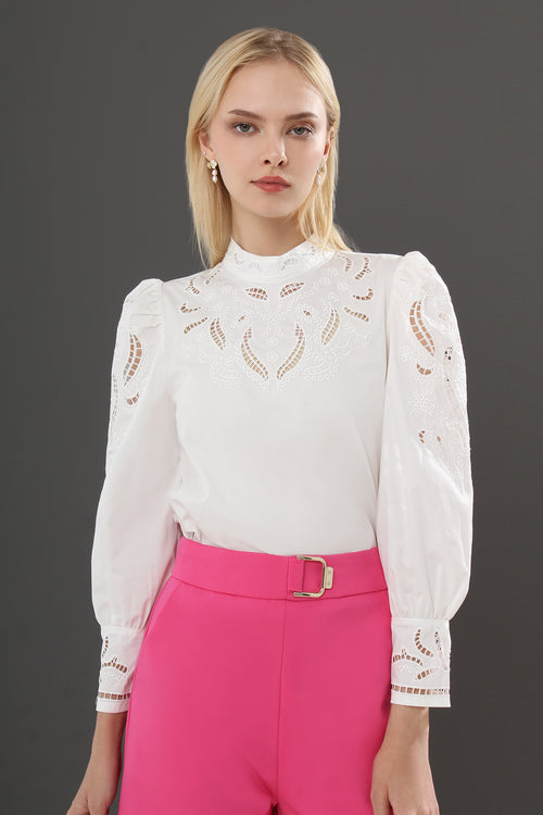 Lace Puff Sleeve Blouse