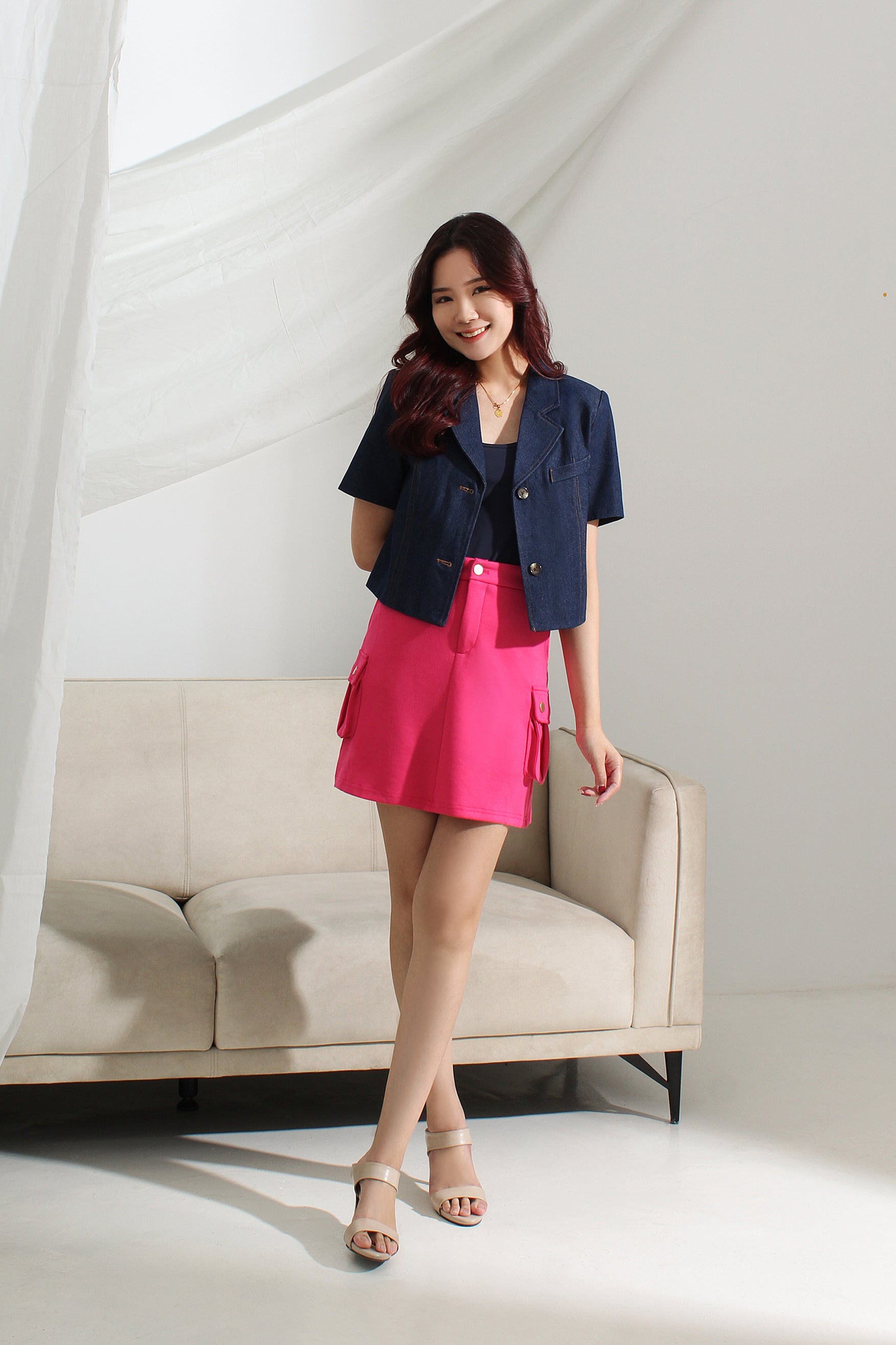 Pocket Detail A-Line Skirt