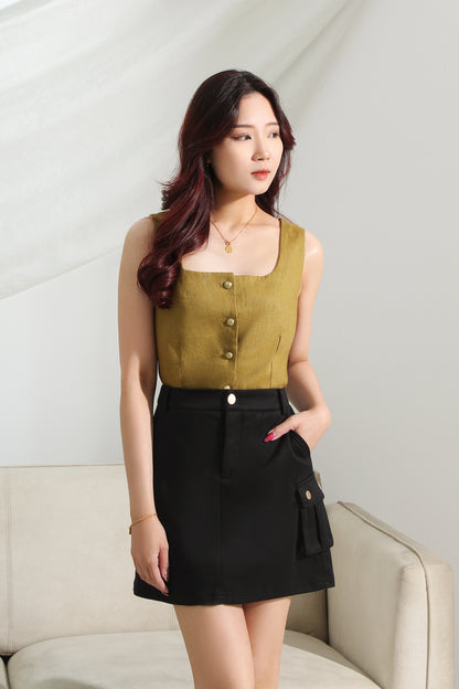 Pocket Detail A-Line Skirt