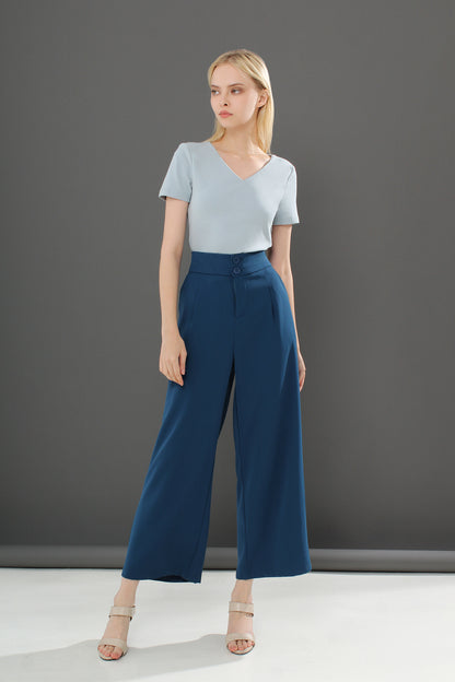 Hasina V Neck Short Sleeve Plain Stretch Top