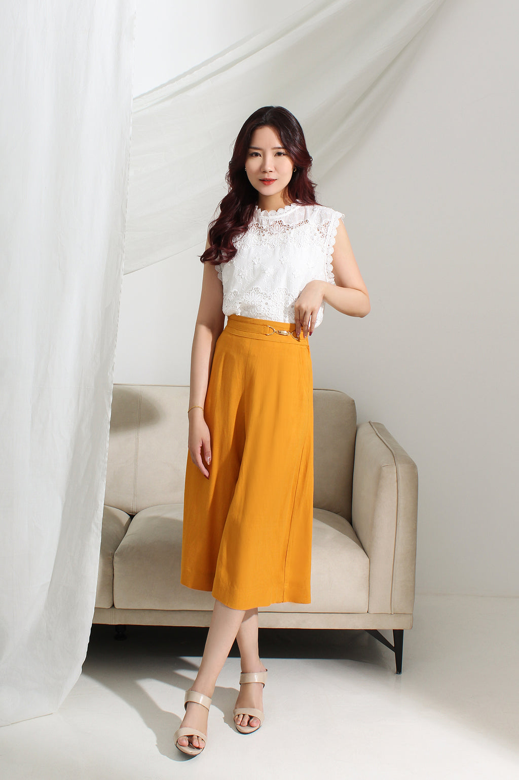 Linen Wide Leg Culottes Pants