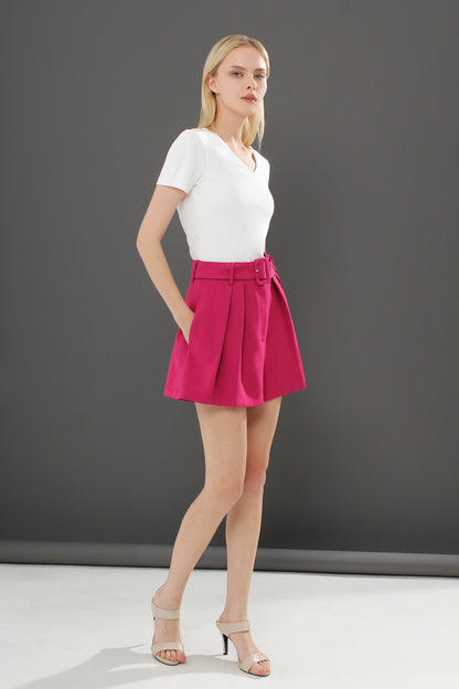 Hasina V Neck Short Sleeve Plain Stretch Top