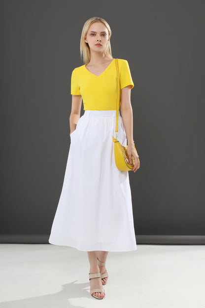 Hasina V Neck Short Sleeve Plain Stretch Top