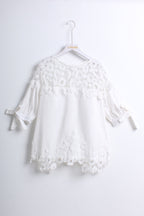Lace Trimmed Top in White (XL size)