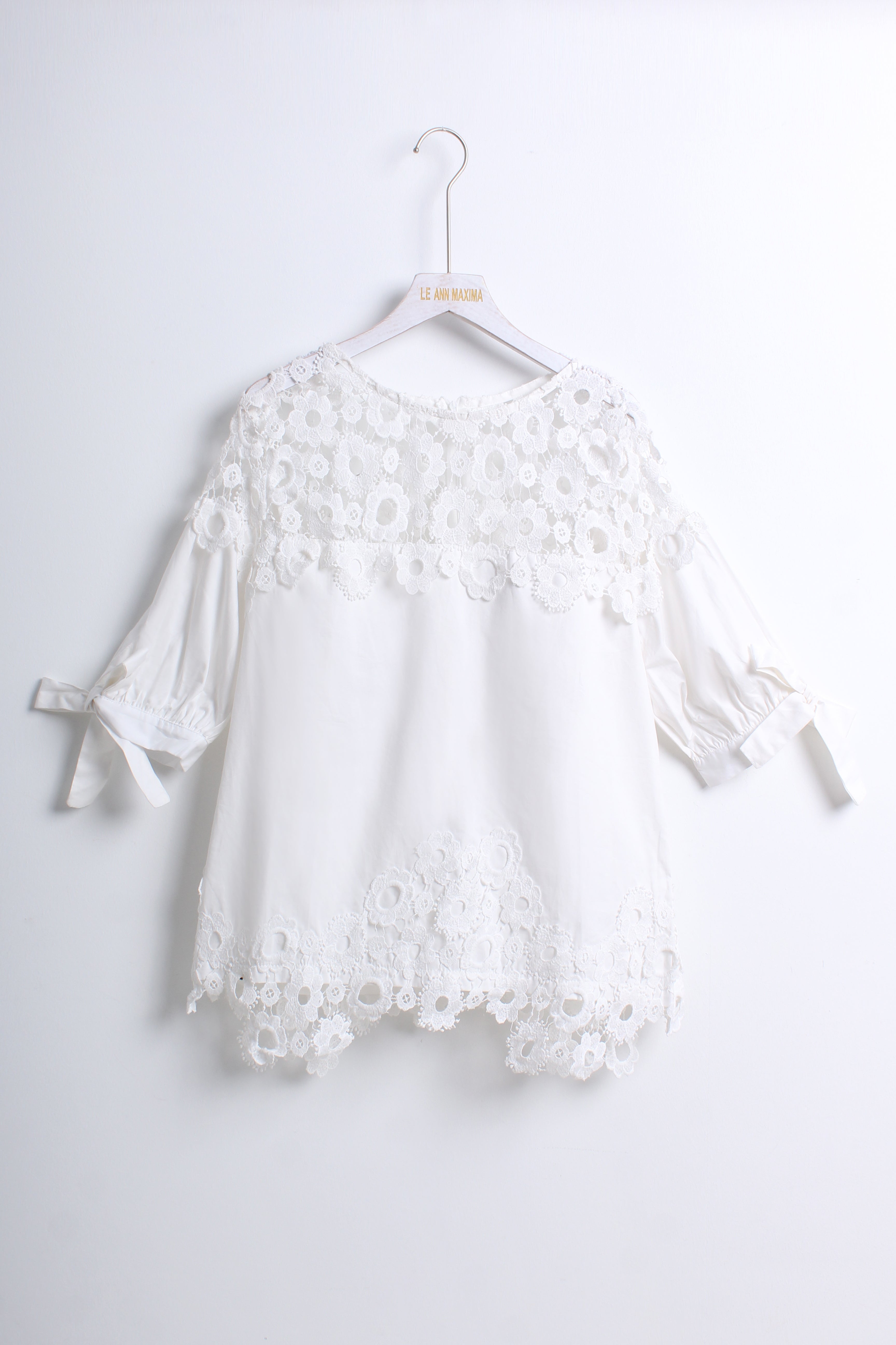 Lace Trimmed Top in White (XL size)