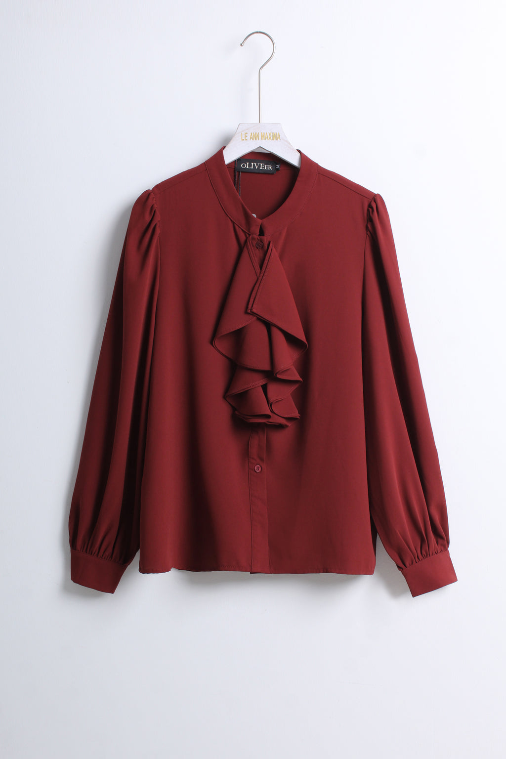 Ruffled Blouse in Burgundy (M size)