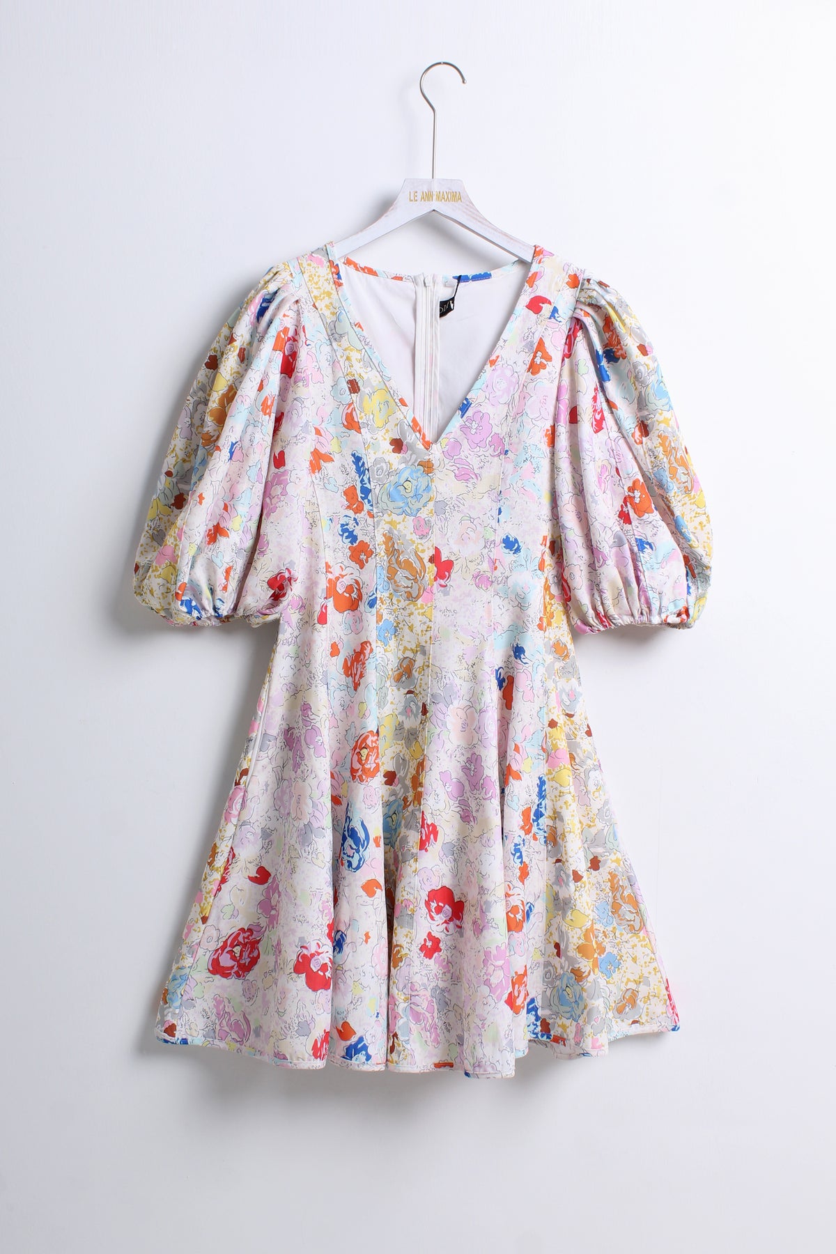 Floral Puff Sleeve Dress (M & L size)