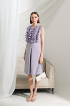 Aveline Sculpted Ruffle Midi Dress