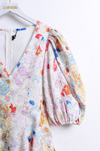 Floral Puff Sleeve Dress (M & L size)
