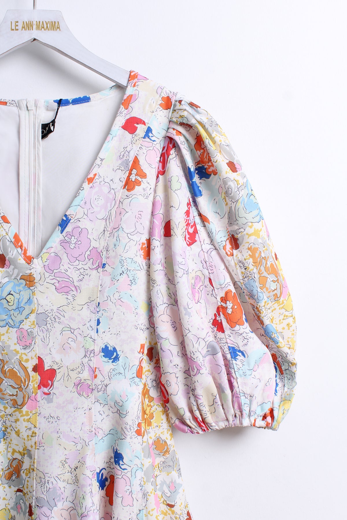 Floral Puff Sleeve Dress (M & L size)