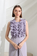 Aveline Sculpted Ruffle Midi Dress