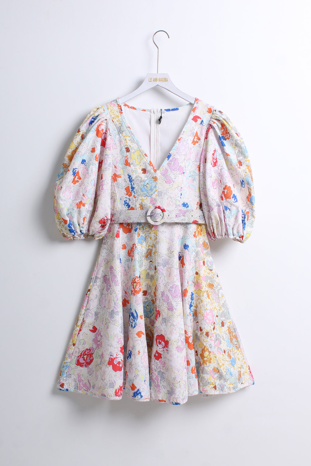 Floral Puff Sleeve Dress (M & L size)