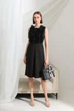 Aveline Sculpted Ruffle Midi Dress