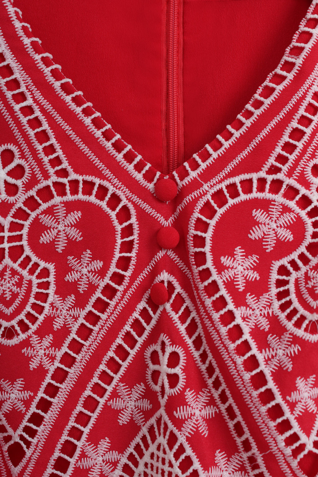 Bennyhill Eyelet Embroidered Dress in Red (M size)