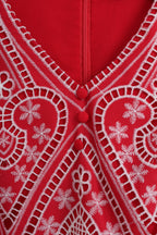 Bennyhill Eyelet Embroidered Dress in Red (M size)